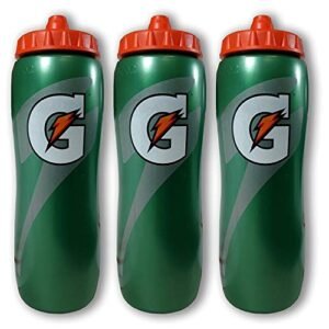 Gatorade 32oz Squeeze Water Bottles – Pack of 3 (Classic Orange Stripe)
